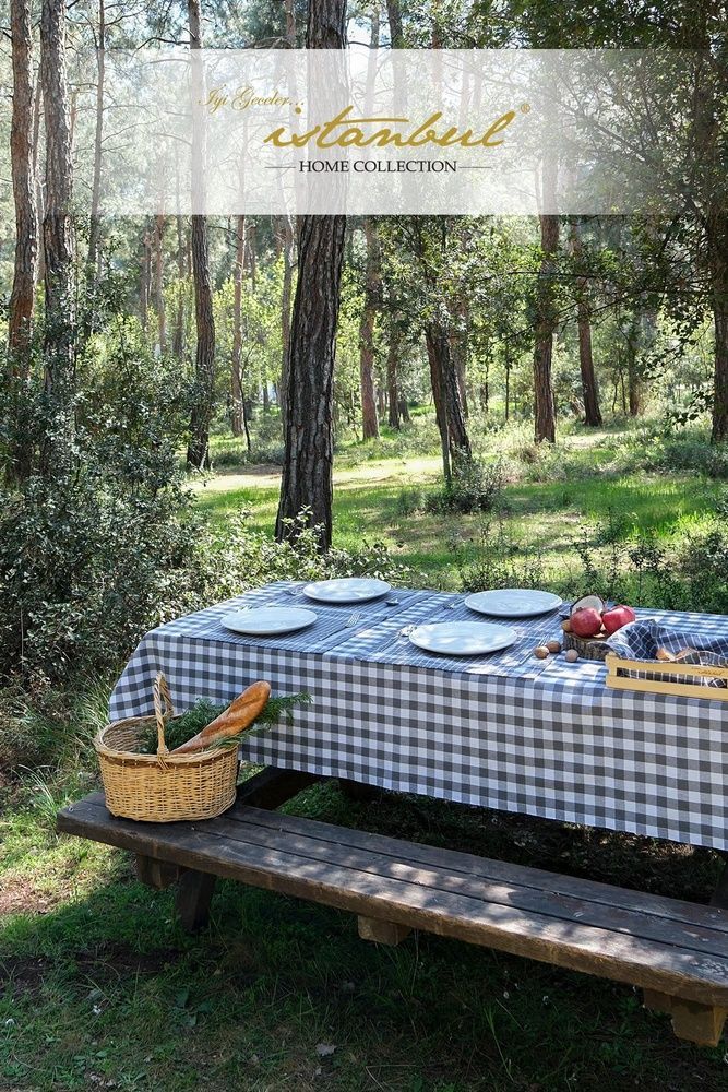 Скатертина з серветками Istanbul Piknik Set 140х180 см Happy Days Antrasit