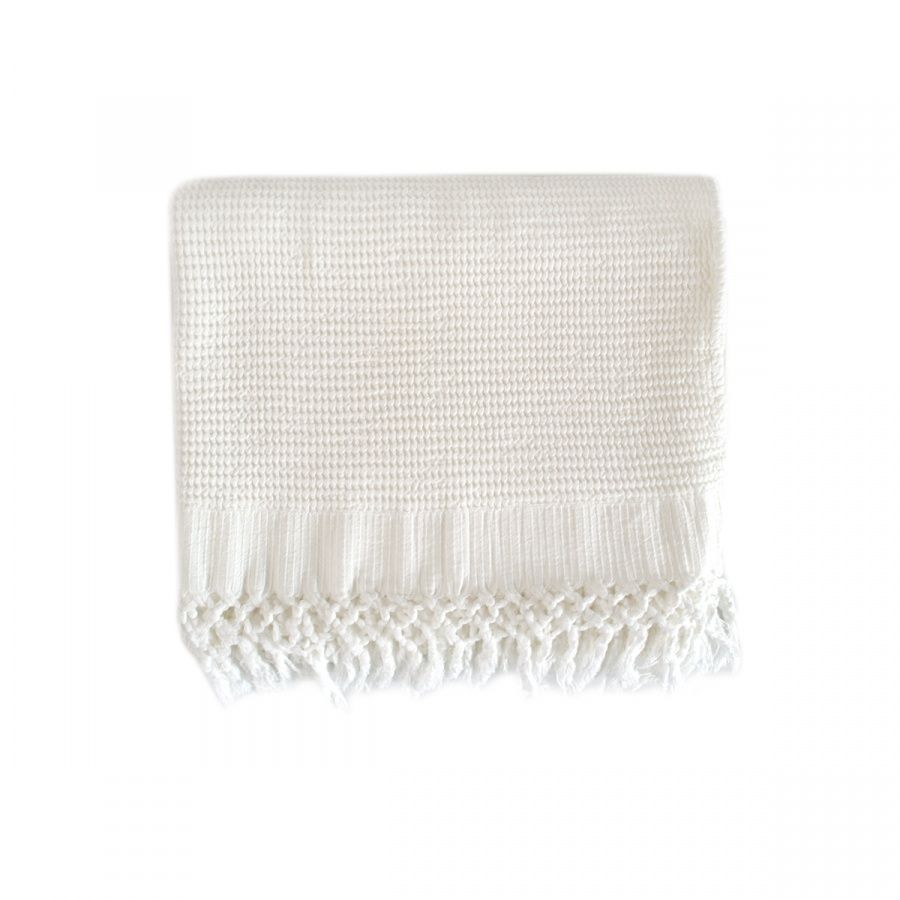 Плед вафелька Lotus Home - Rius off white молочний