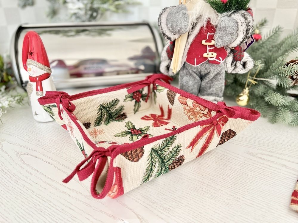 Хлебница новогодняя гобелен LimaSo SPARKLE, 20х20х8 см, Квадратная