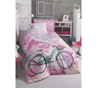 Подростковое постельное бельё Cotton Box - Bike Pembe