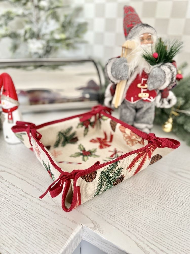Хлебница новогодняя гобелен LimaSo SPARKLE, 20х20х8 см, Квадратная