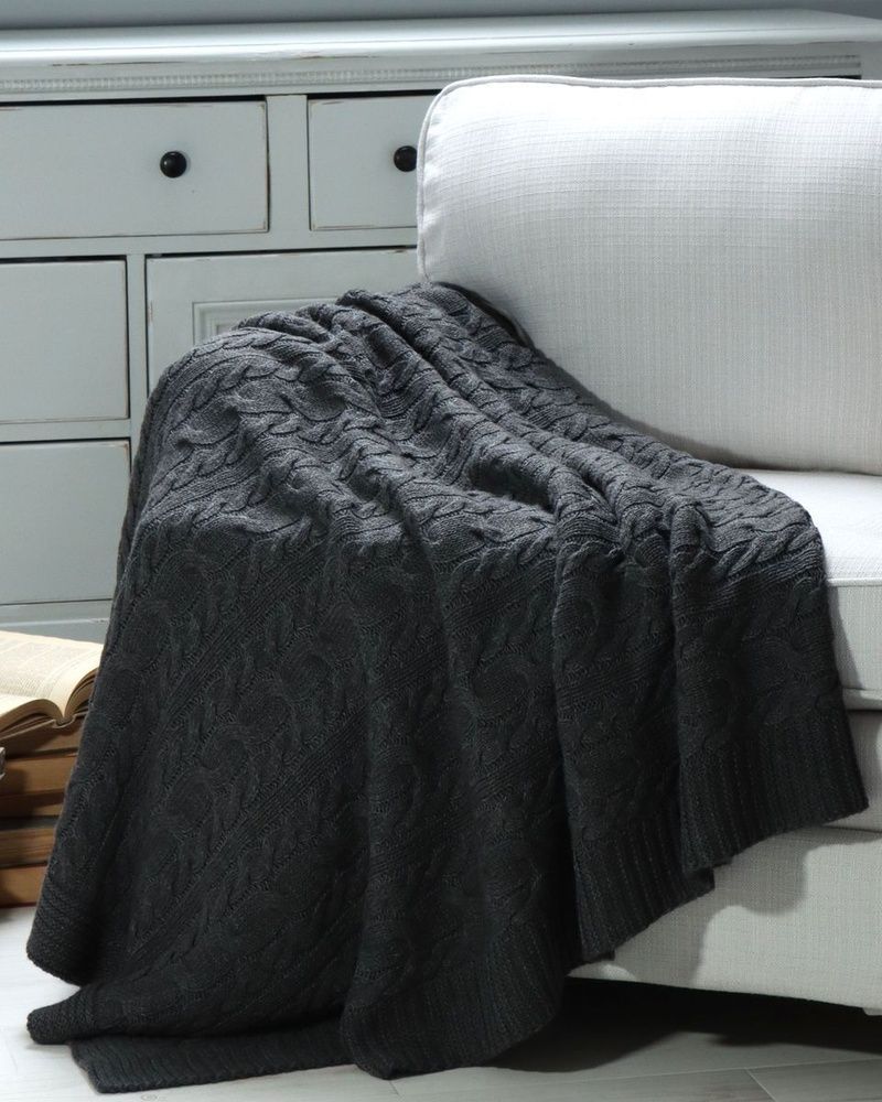 Вязаный плед LA MODNO Genova Anthracite