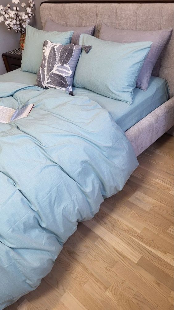 Постельное белье вареный хлопок Комфорт Текстиль Cyan, Washed Cotton W1291