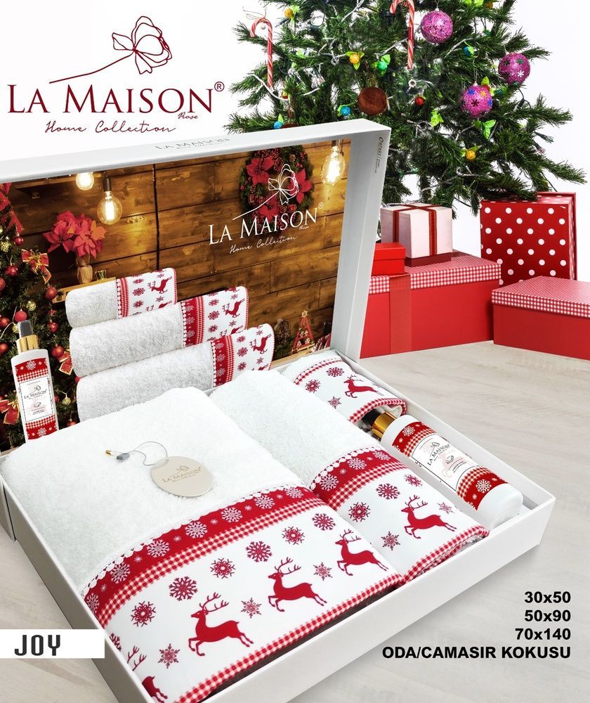Набір рушників новорічний з ароматом La Maison Joyy (3шт)