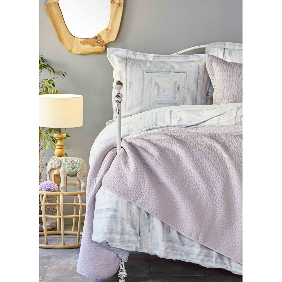 Набор постельное белье с покрывалом Karaca Home - Nova mavi