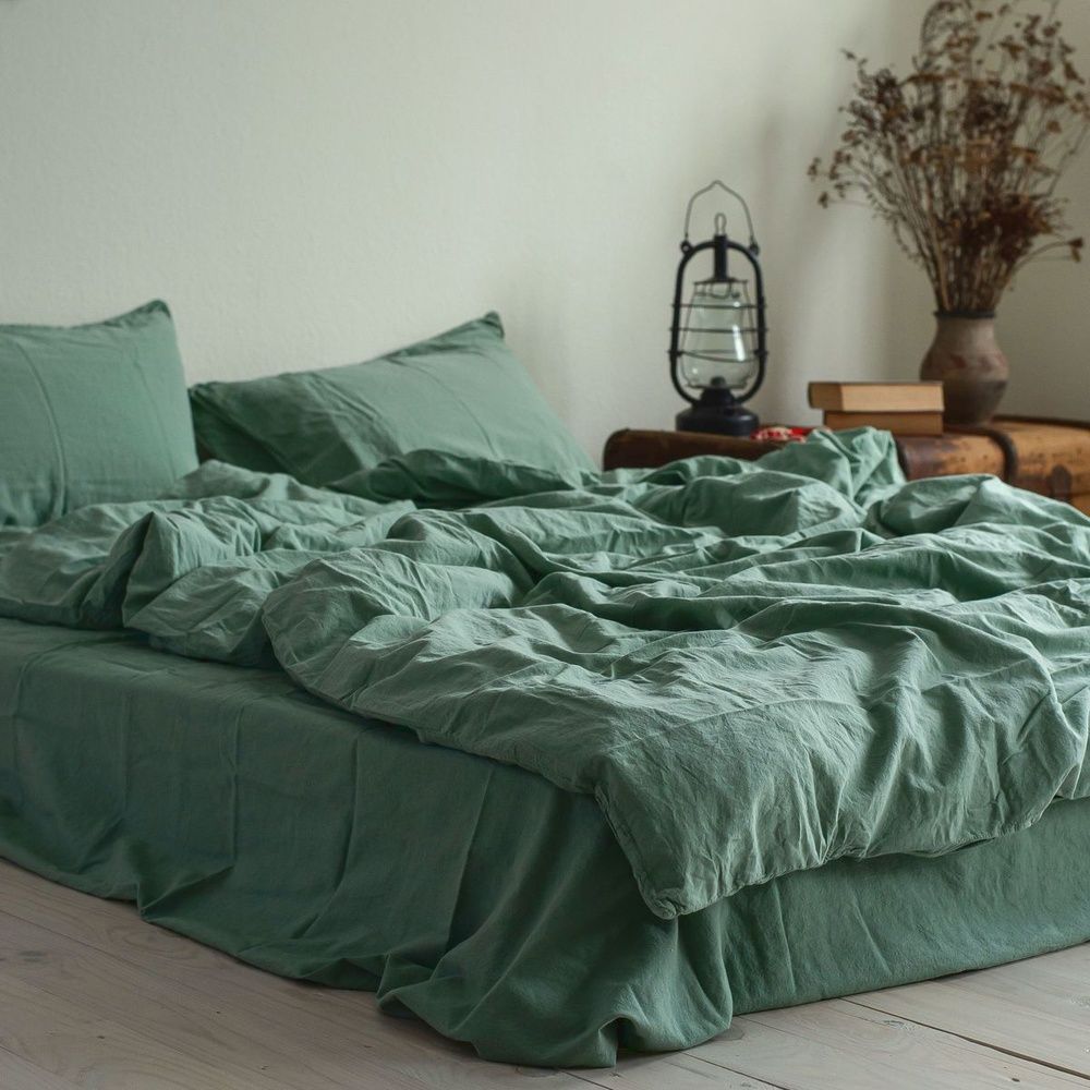 Постільна білизна варена бавовна LA MODNO STONEWASHED SAGE GREEN