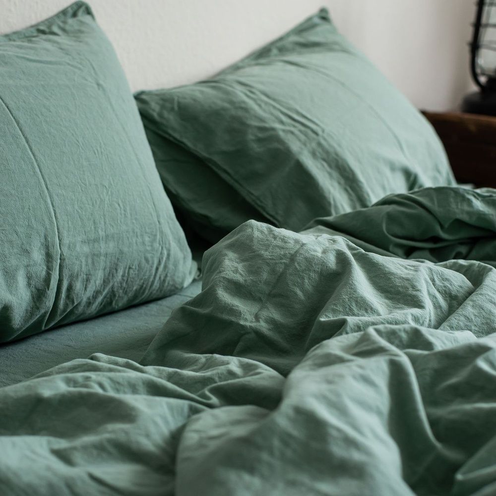 Постільна білизна варена бавовна LA MODNO STONEWASHED SAGE GREEN
