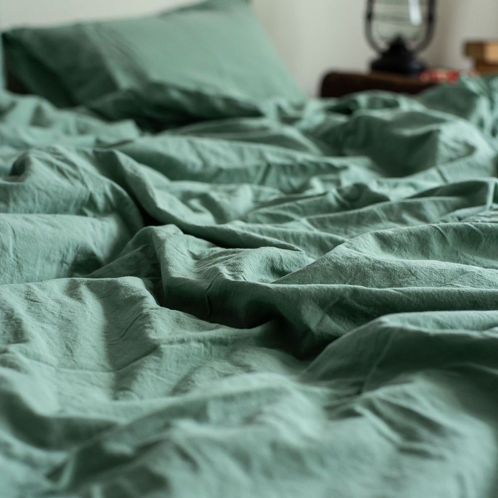 Постільна білизна варена бавовна LA MODNO STONEWASHED SAGE GREEN
