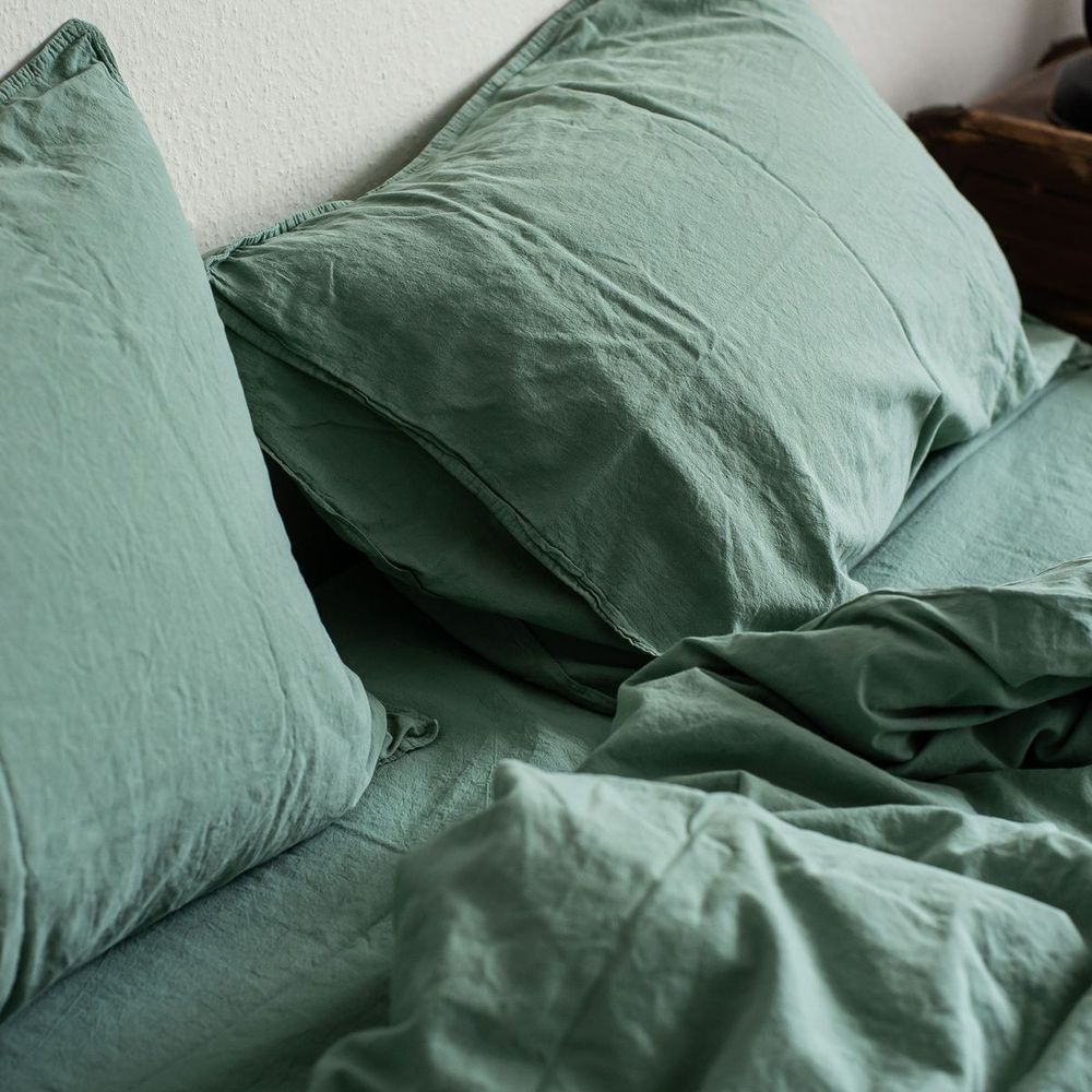 Постільна білизна варена бавовна LA MODNO STONEWASHED SAGE GREEN