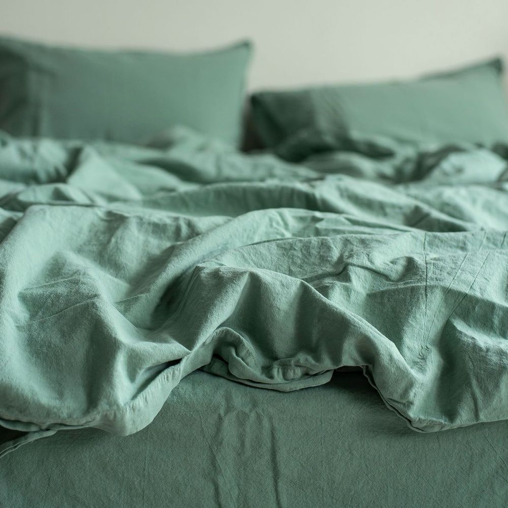 Постільна білизна варена бавовна LA MODNO STONEWASHED SAGE GREEN