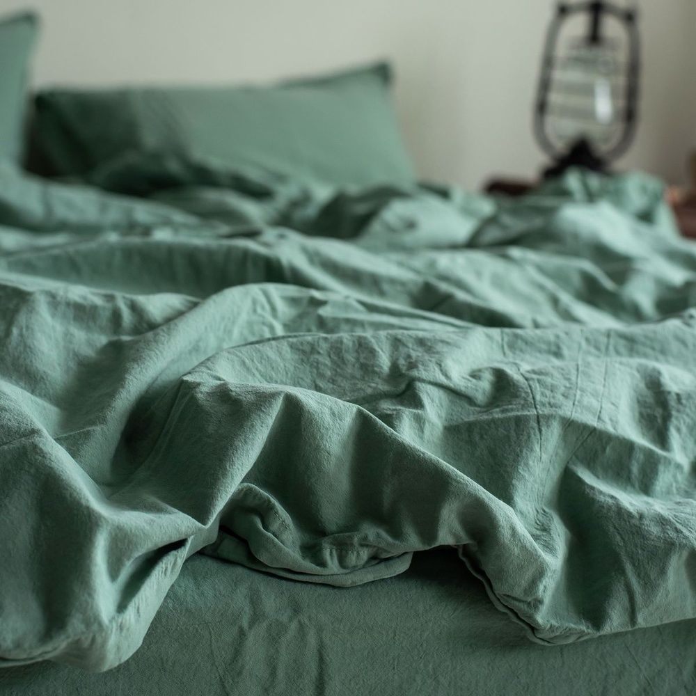 Постільна білизна варена бавовна LA MODNO STONEWASHED SAGE GREEN