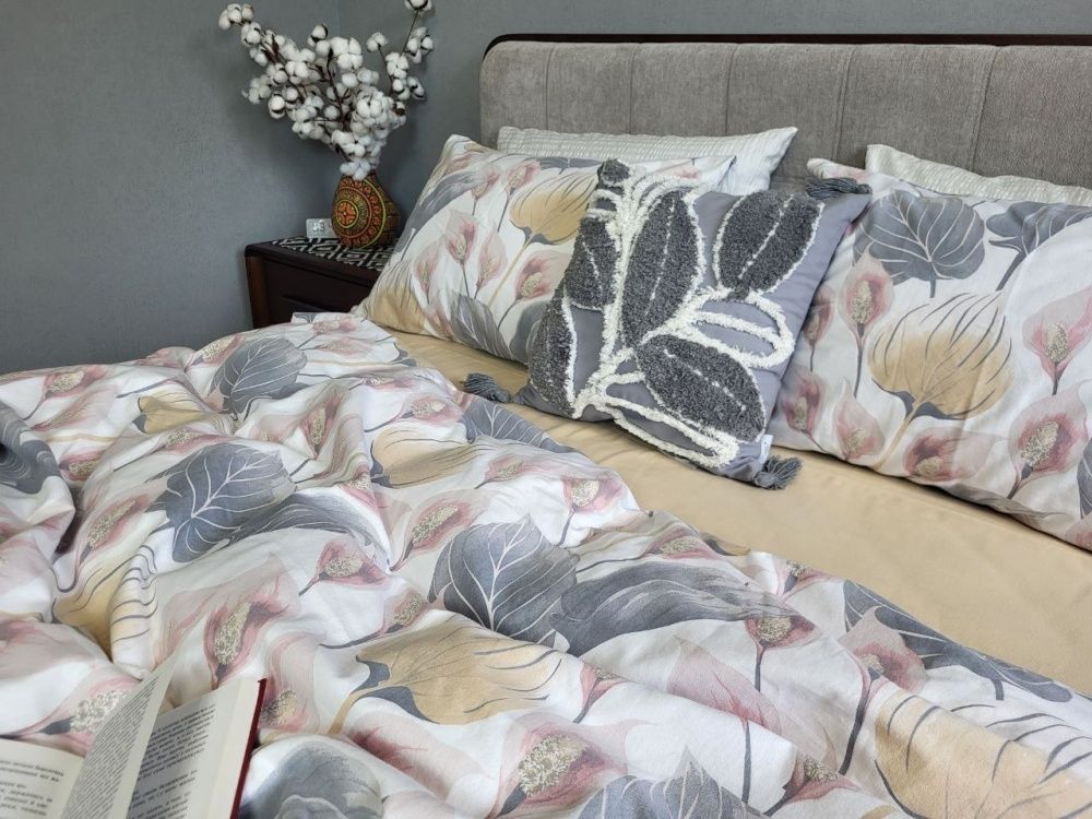 Постільна білизна фланель Комфорт текстиль Антуріум/бежевий пісок, Turkish flannel