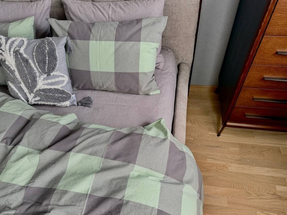 Постільна білизна варена бавовна Комфорт Текстиль Green Kilt Rock Gray, Washed Cotton