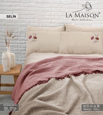 Постельное белье с муслиновым покрывалом  La Maison  Selin Bej &ndash; Gul