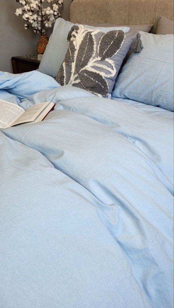 Пододеяльник вареный хлопок Комфорт Текстиль Sky Blue, Washed Cotton W1281
