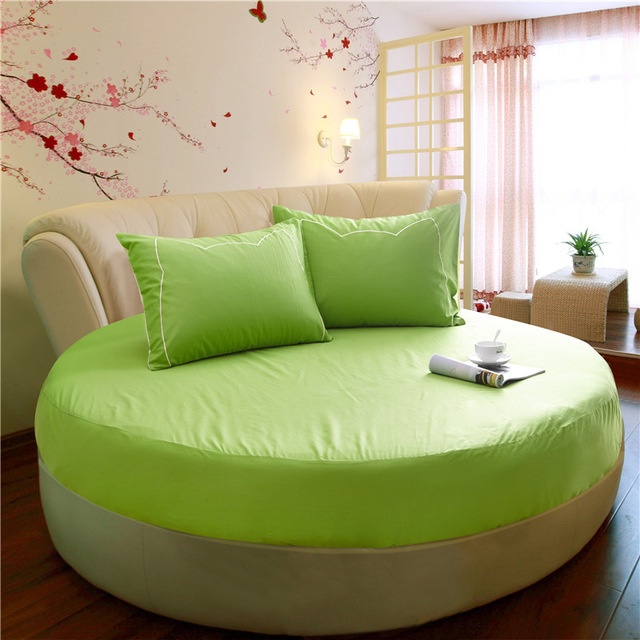 Постельное белье на круглую кровать "Almira Mix" салатовый+белый