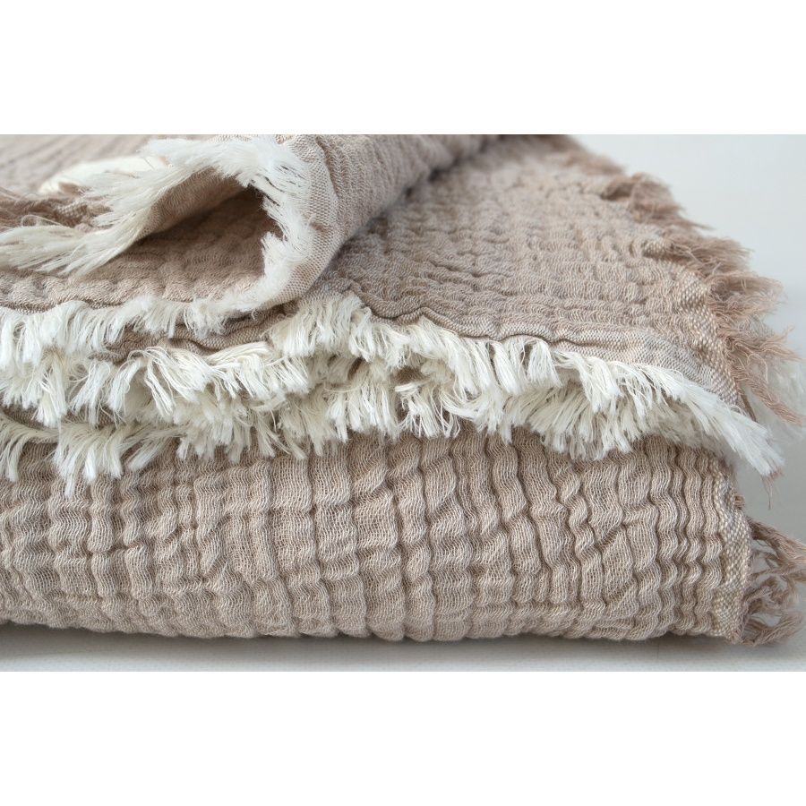 Покривало муслінове Lotus Home - Larna muslin beige, Бежевий, Полуторний, 160х200 см, Без наволочок