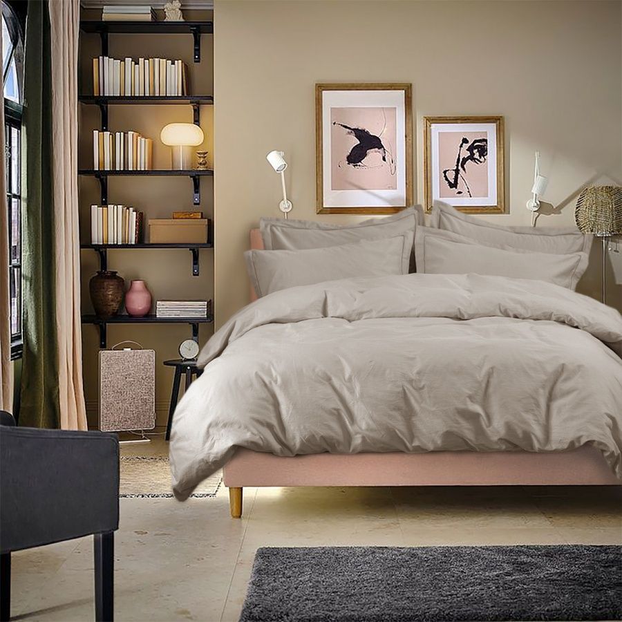 Постільна білизна сатин premium Lotus Home - Dakota бежево-пудровий