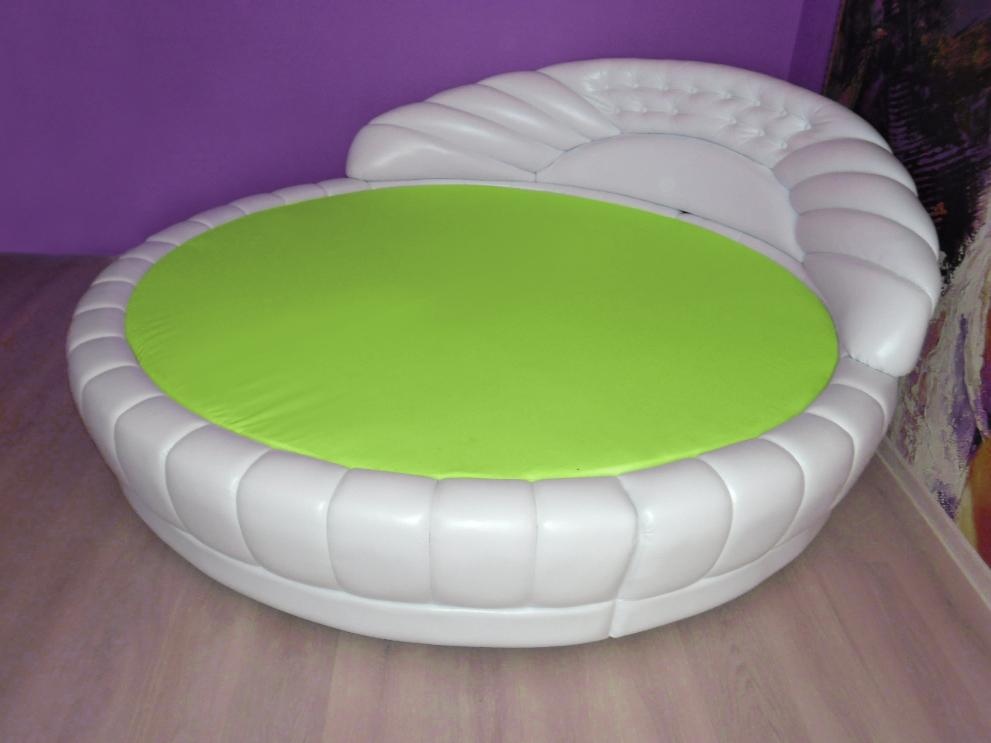 Постільна білизна на круглу ліжко "Almira Mix" салатовий + білий