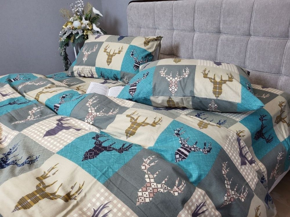 Постільна білизна фланель Комфорт текстиль Трофей бірюза, Turkish flannel