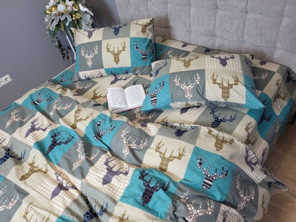 Постільна білизна фланель Комфорт текстиль Трофей бірюза, Turkish flannel