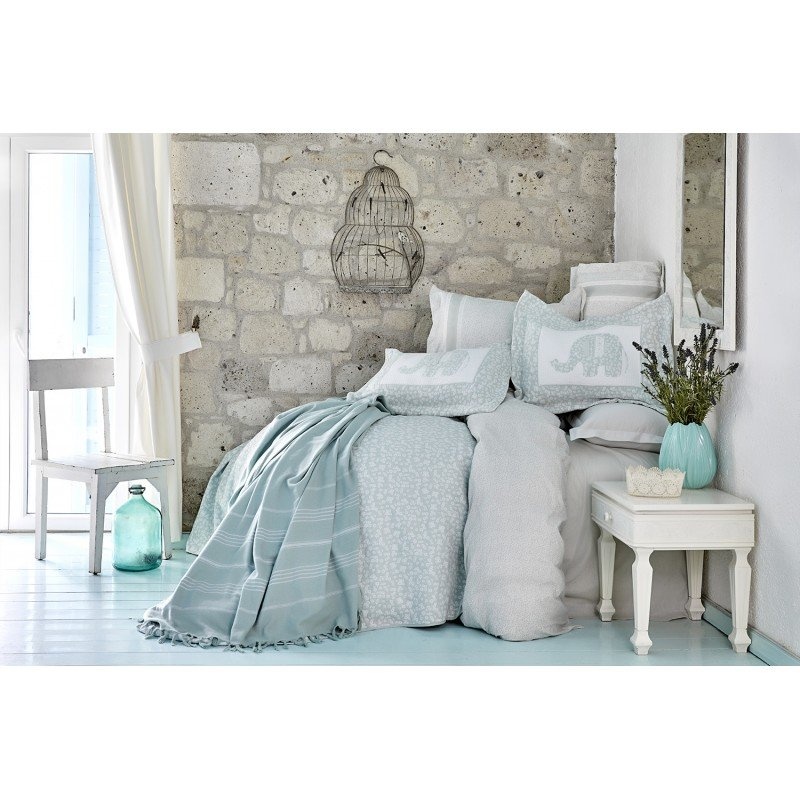 Набор постельное белье с покрывалом + плед Karaca Home - Zilonis su yesil