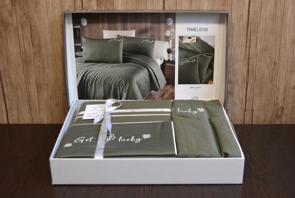 Постільна білизна сатин де люкс First Choice Timeless dark green