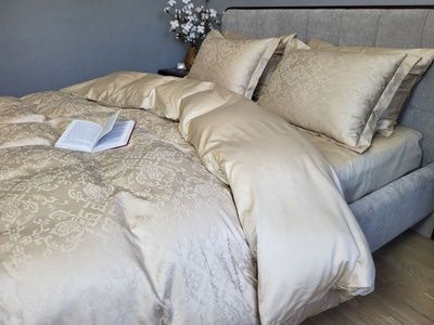 Постільна білизна преміум сатин Комфорт Текстиль JACQUARD, CASPE BEIGE