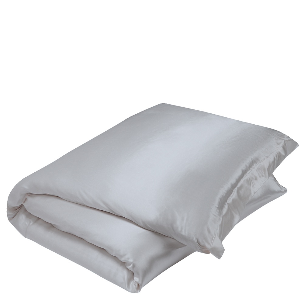 Шелковое постельное белье с простыней на резинке Gingerlily Plain Silver Grey