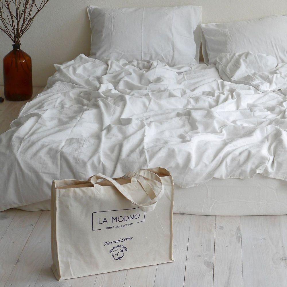 Постельное белье вареный хлопок LA MODNO STONEWASHED WHITE