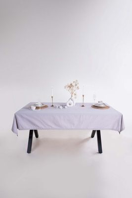 Прямоугольная скатерть из вареного хлопка с гипюром Limasso French Opal Grey