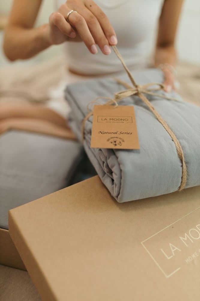Постельное белье вареный хлопок LA MODNO STONEWASHED GRAY