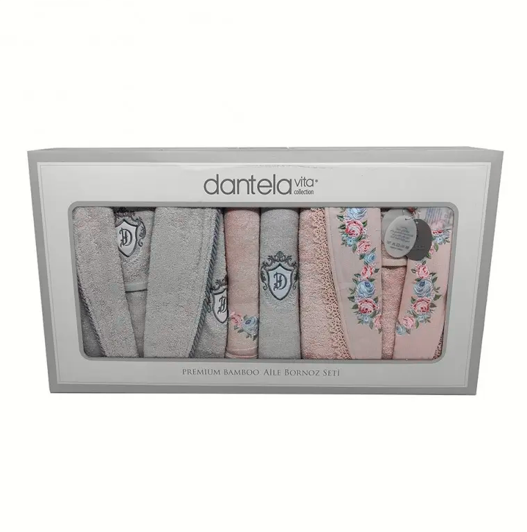 Набор халат с полотенцем Dantela Vita LARA TAS SET 8 PUDRA BAMBU