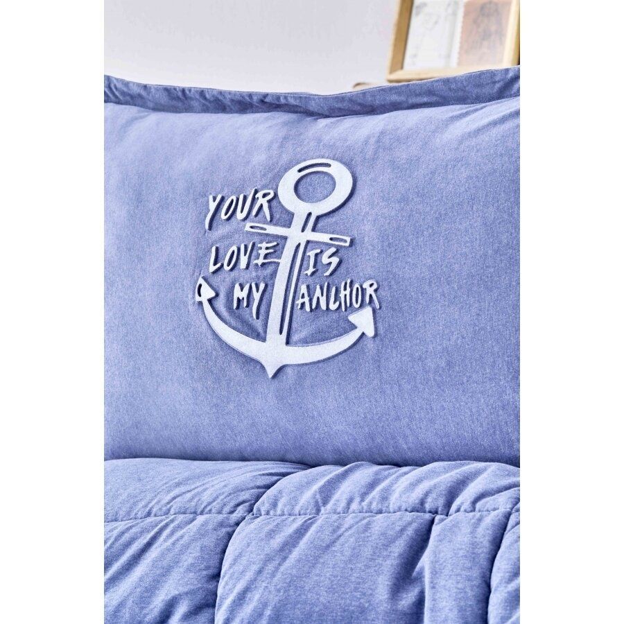 Набор постельное белье с одеялом Karaca Home - Toffee indigo индиго