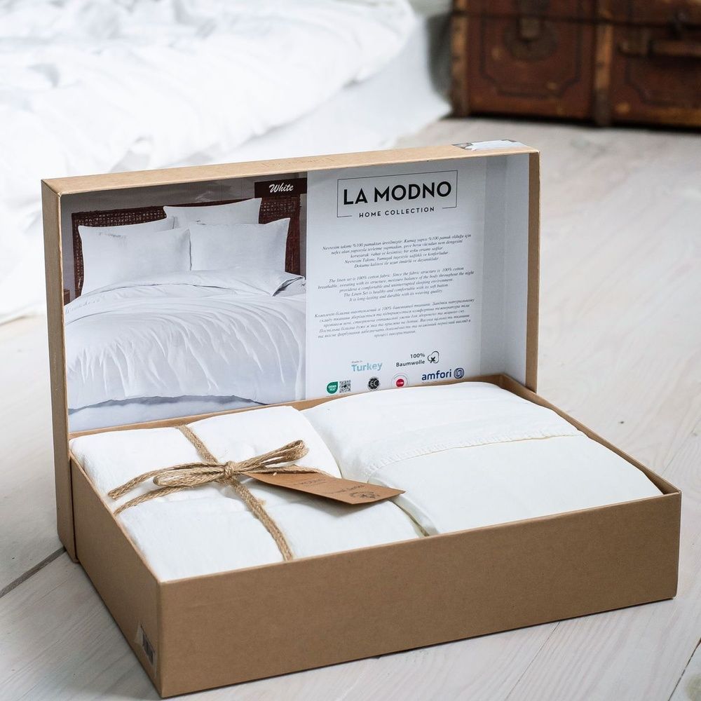 Постельное белье вареный хлопок LA MODNO STONEWASHED WHITE