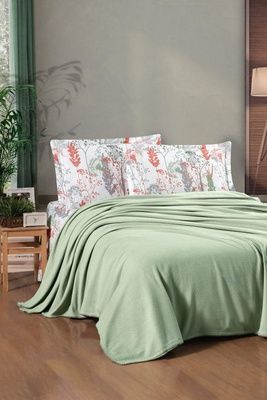 Комплект постельного белья с пледом Kristal Ranforse Breeze Haki