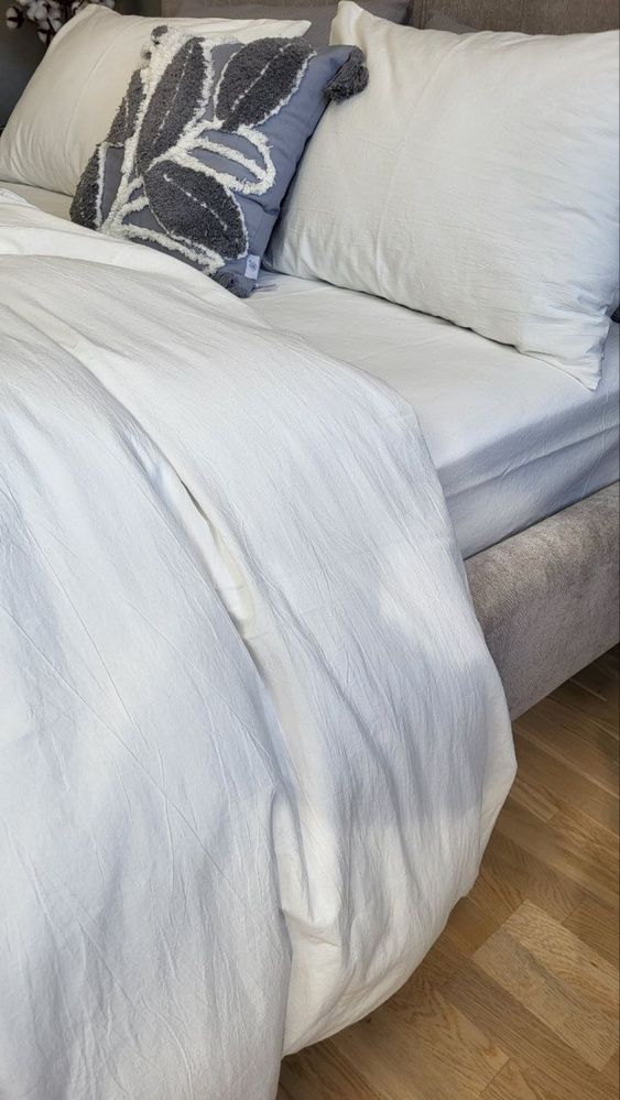 Простирадло на резинці варена бавовна Комфорт Текстиль Milk, Washed Cotton W1341