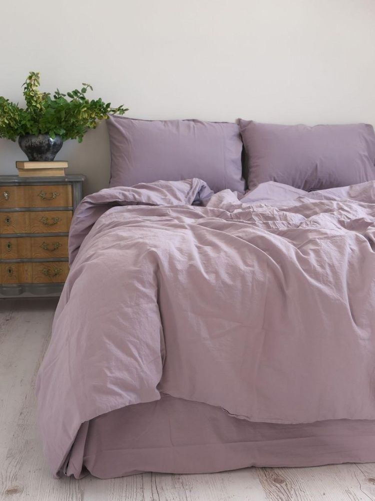 Постельное белье вареный хлопок Limasso Natural Violet Standart