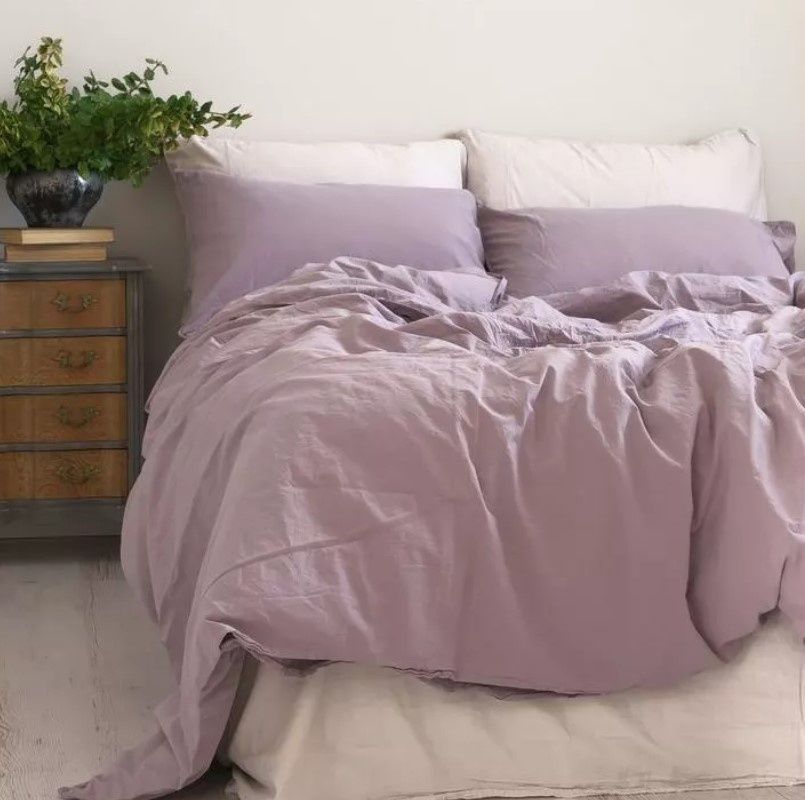 Постельное белье вареный хлопок Limasso Natural Violet Standart