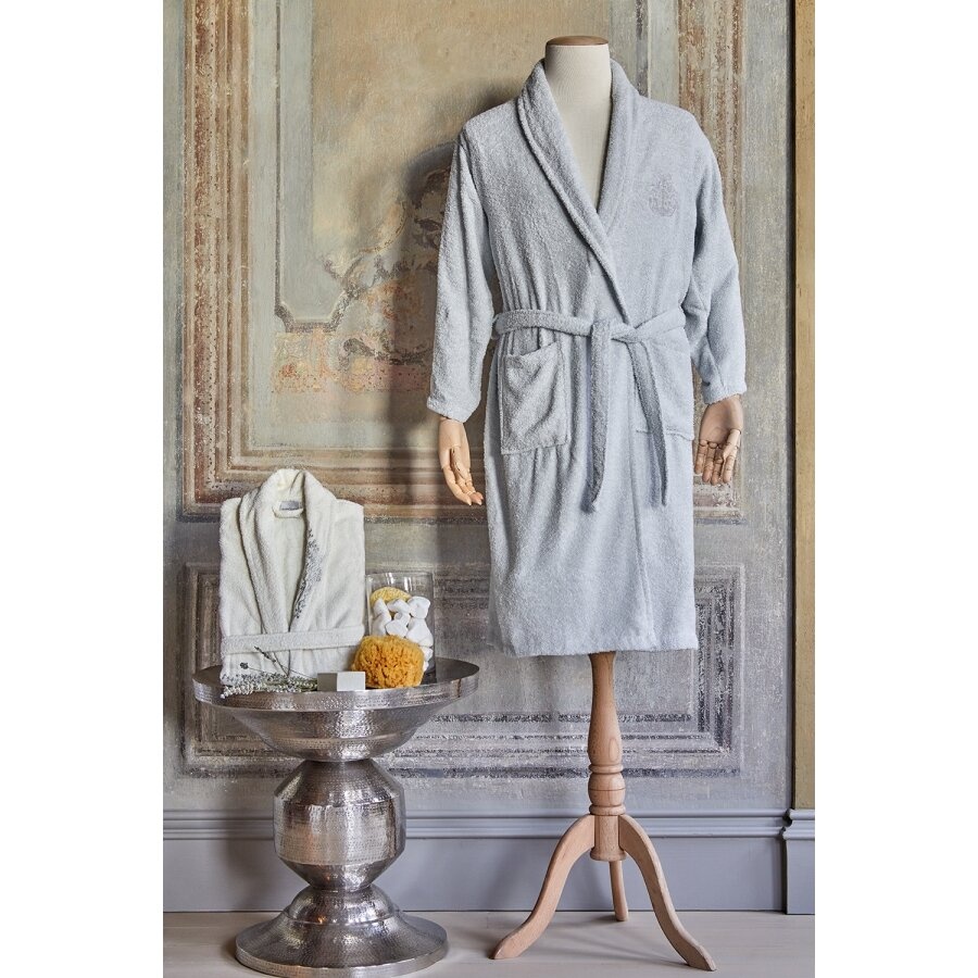 Набор халат с полотенцем Karaca Home - Eldora Offwhite-Gri