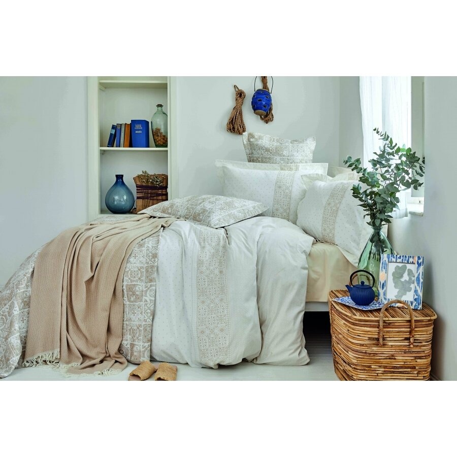 Набор постельное белье с покрывалом + пике Karaca Home - Positano bej