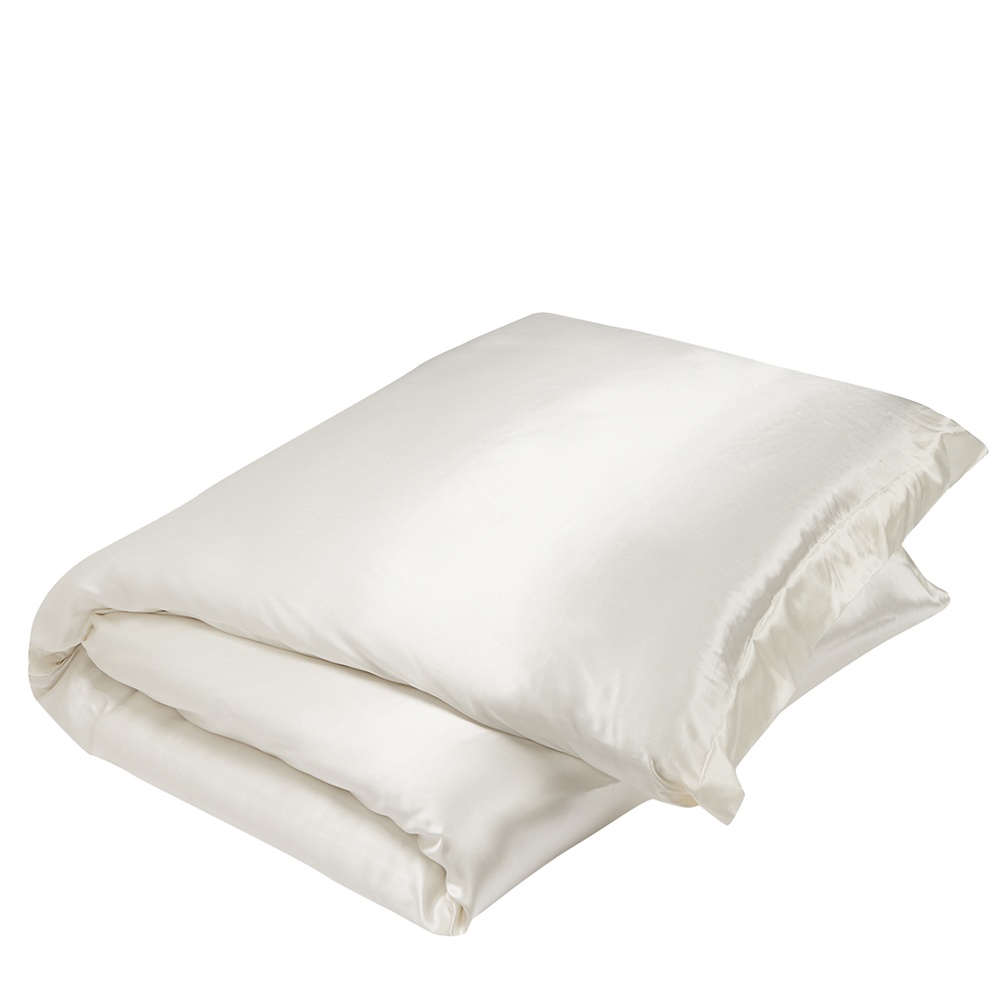 Шелковое постельное белье с простыней на резинке Gingerlily Plain Ivory