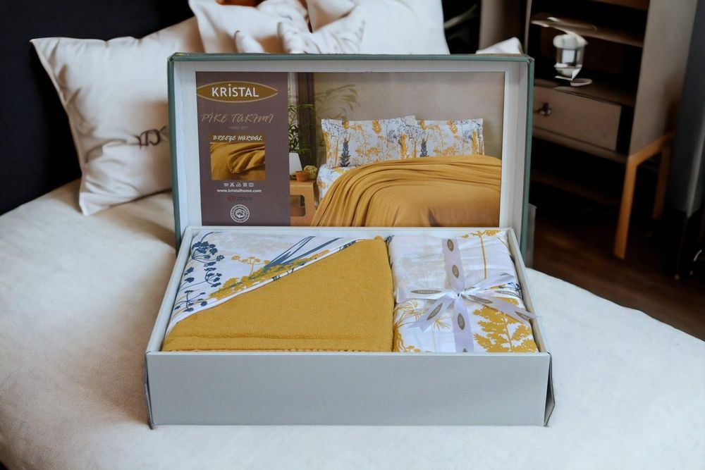 Комплект постільної білизни з пледом Kristal Ranforse Breeze Hardal