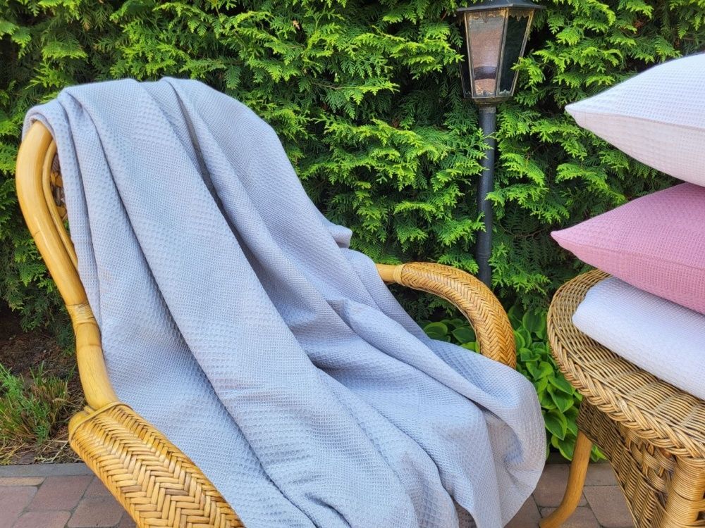 Покривало піке Комфорт Текстиль Вафелька, сірий, Сірий, 140х220 см
