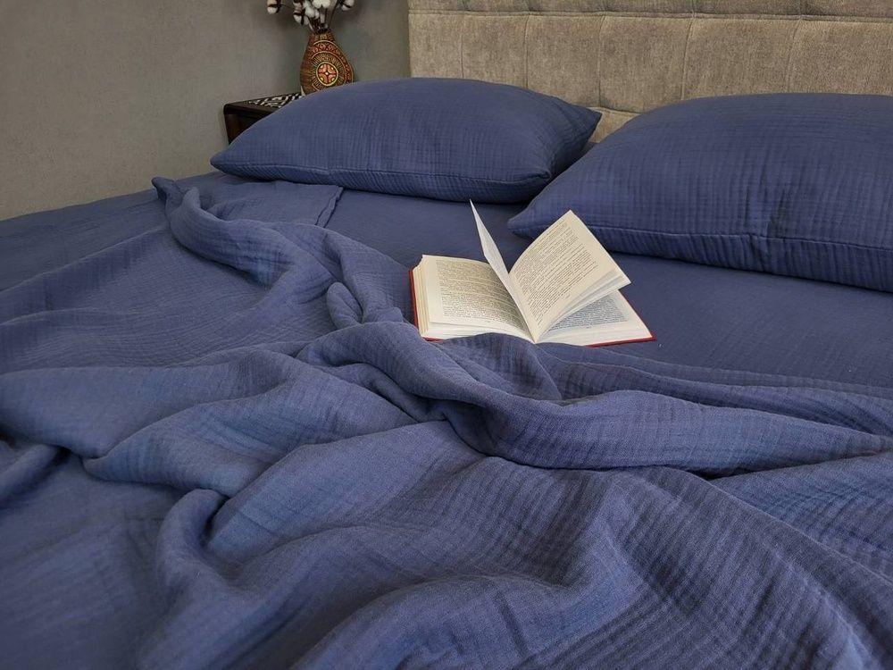 Постельное белье муслин Комфорт Текстиль NAVY BLUE, MUSLIN