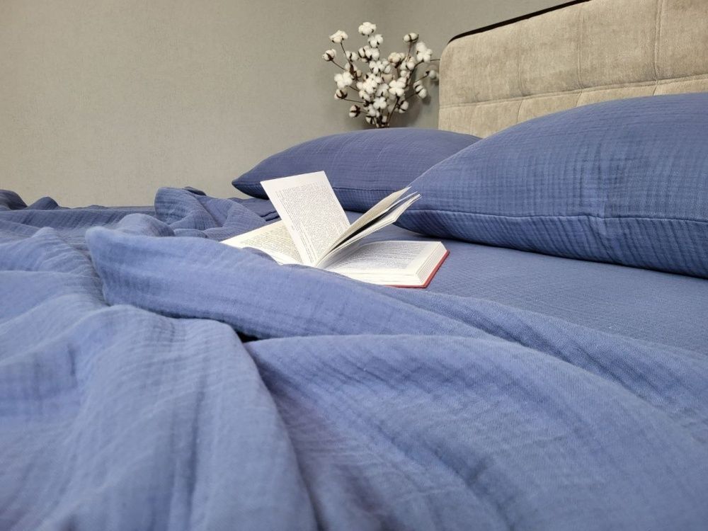 Постельное белье муслин Комфорт Текстиль NAVY BLUE, MUSLIN