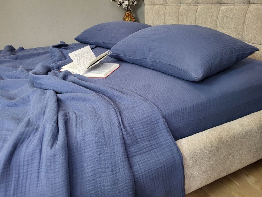 Постельное белье муслин Комфорт Текстиль NAVY BLUE, MUSLIN