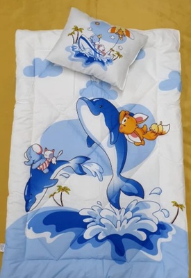 Детский набор в кроватку одеяло+подушка DELFIN