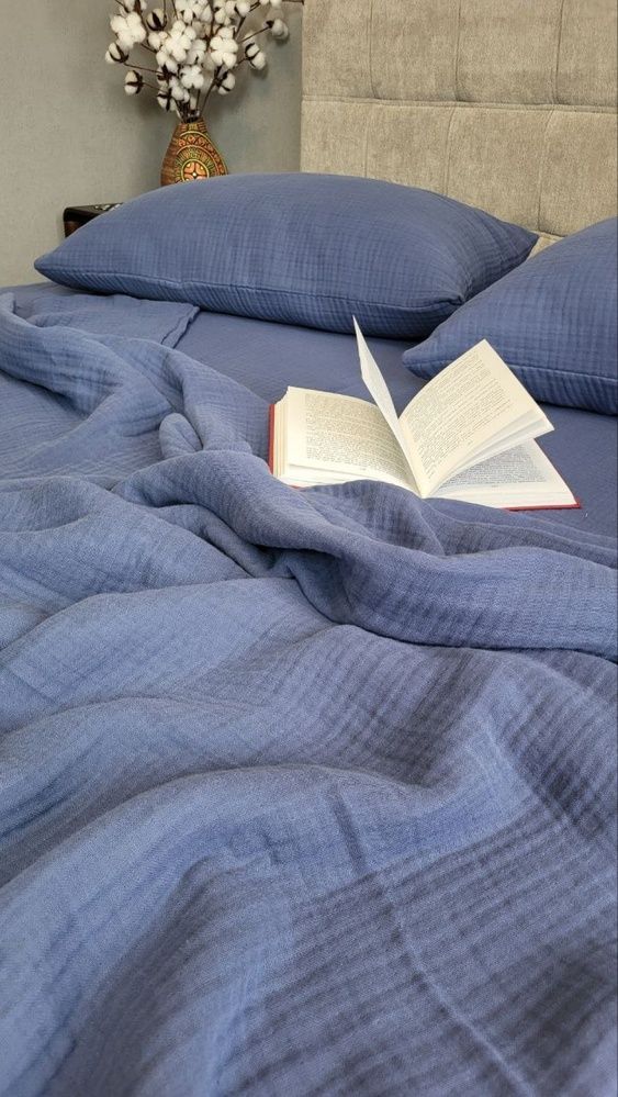 Постельное белье муслин Комфорт Текстиль NAVY BLUE, MUSLIN