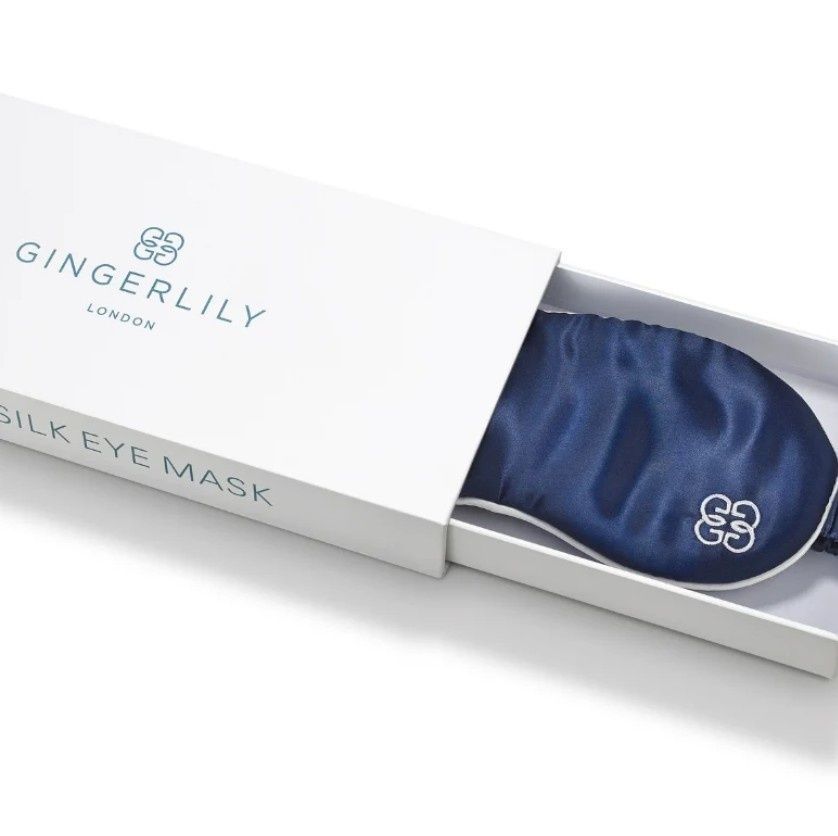 Маска для сна из натурального шелка мурроу Gingerlily Navy, Темно-синий, Маска для сна